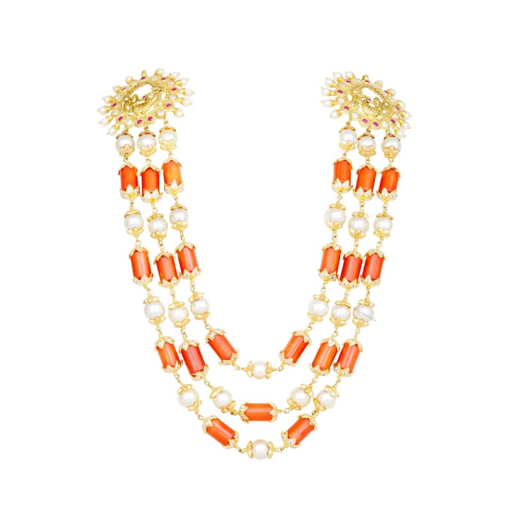 Coral Pearl Women Short Necklace
