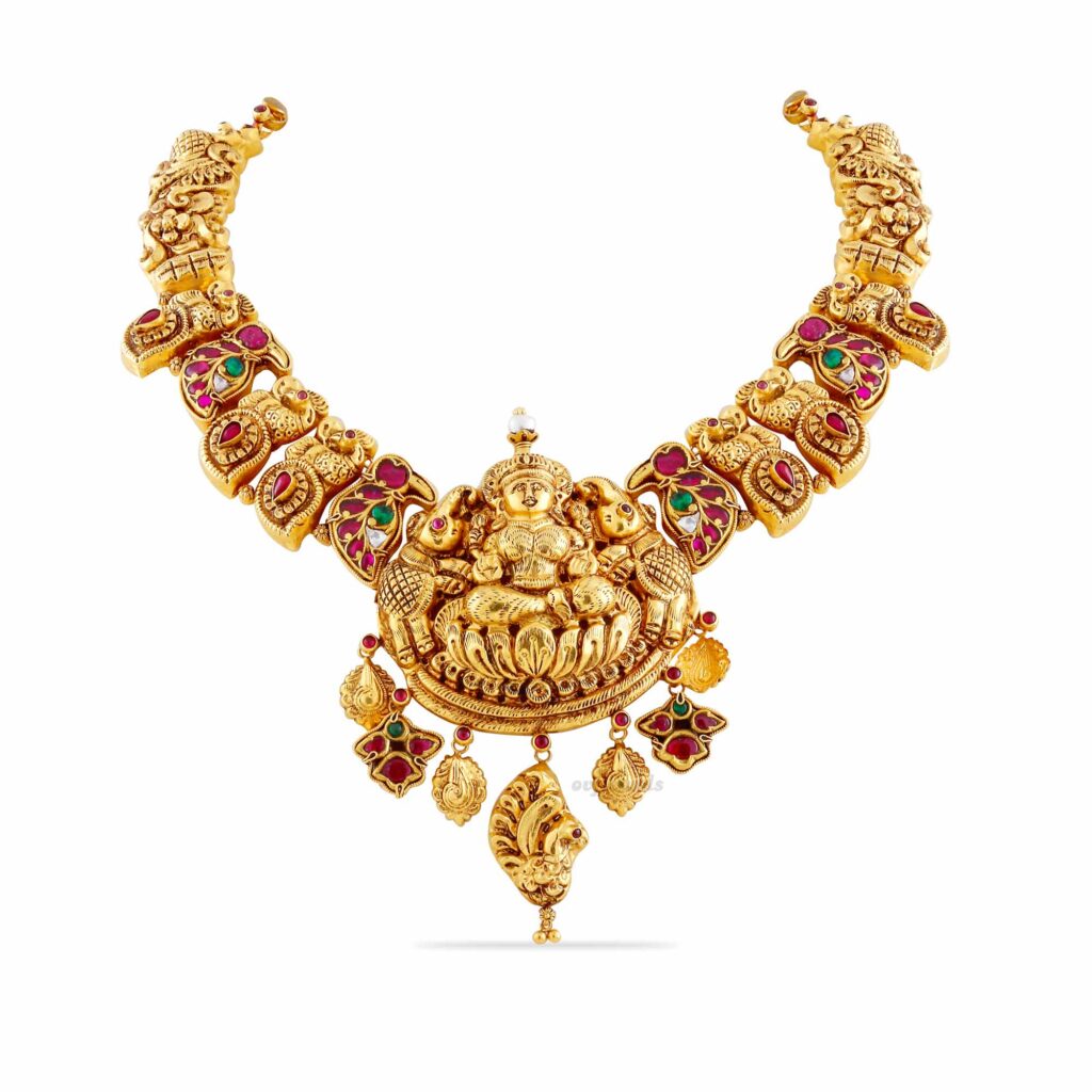 Antique Lakshmi Kundan Stone Short Necklace