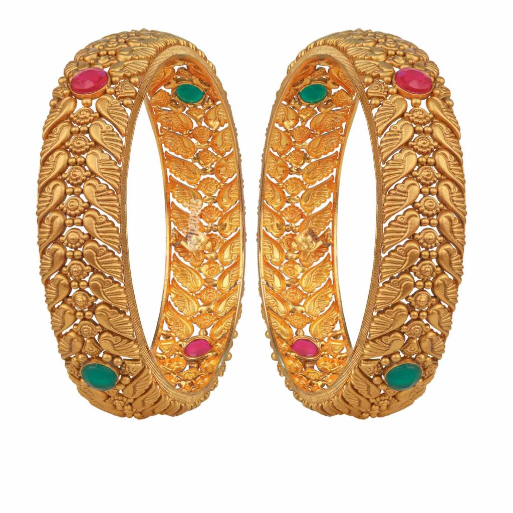 Ruby And Emerald ,Red Polished Women Bangles