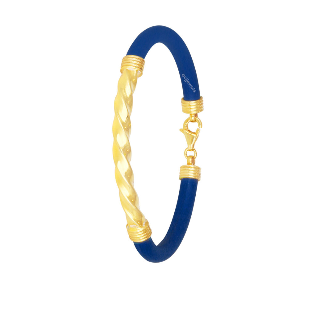 Mens Gold Blue Bracelet