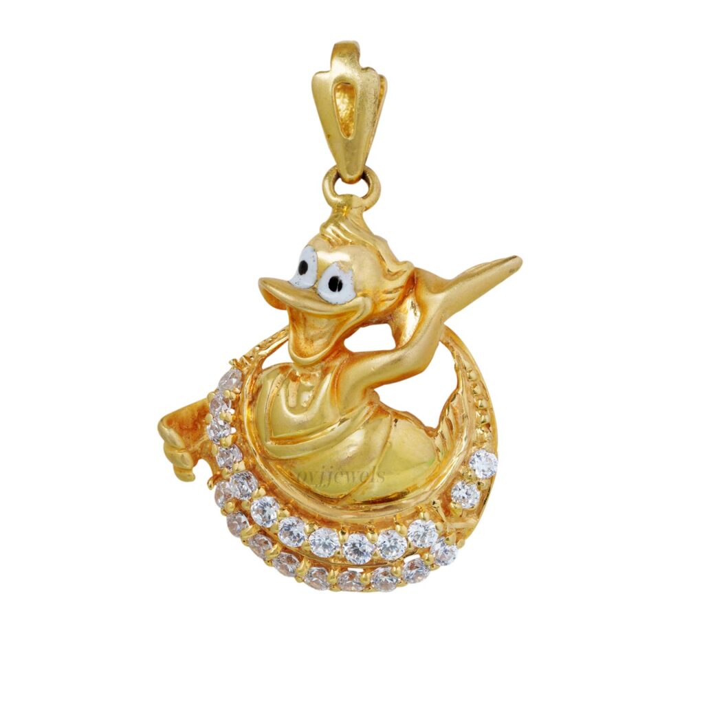 Gold donald duck stone kids pendant
