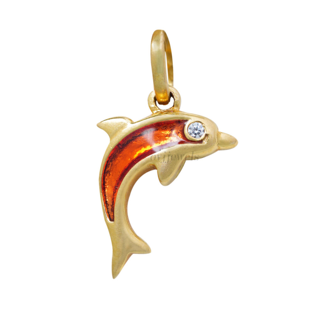 Gold dolphin fish kids pendant